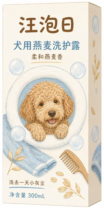汪泡日燕麦犬用洗护插画设计