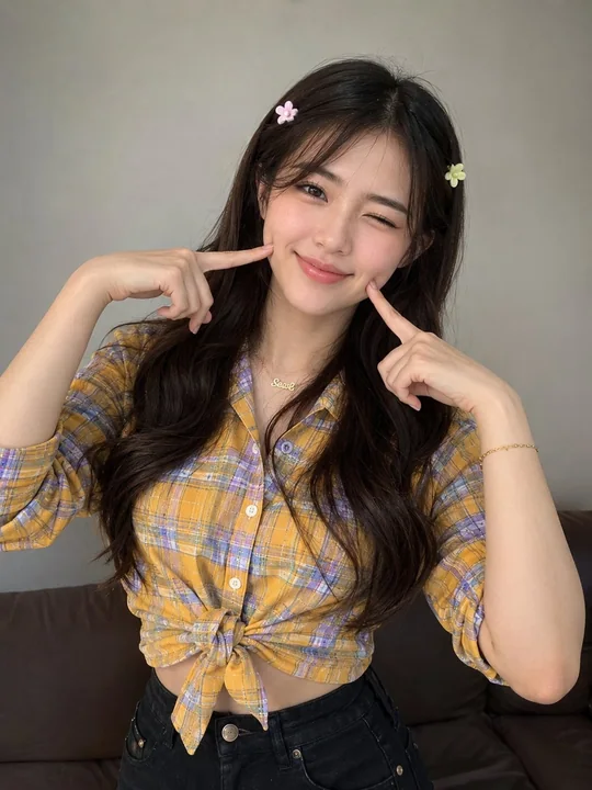 治愈系酒窝笑容东亚少女写真