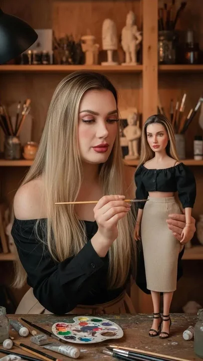 الفنان يرسم نفسه بشكل مصغر جدًا