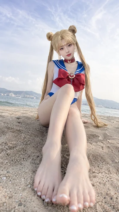 莫兰迪色调海边美少女超写实人像