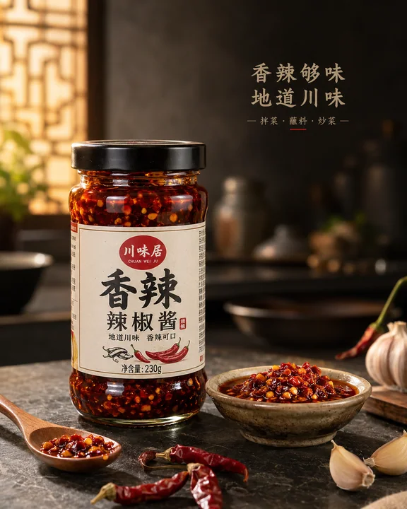 中式高级电商摄影:香辣辣椒酱广告大片
