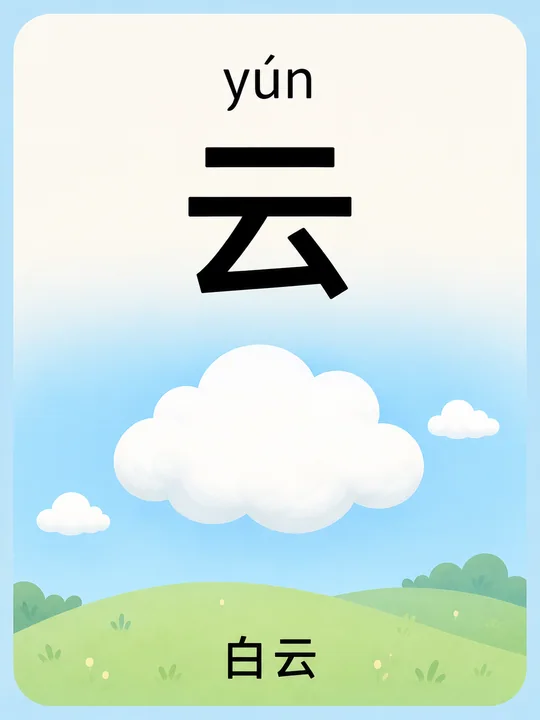 清新可爱云朵主题儿童中文识字卡片