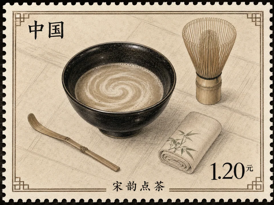 墨韵茶香宋代点茶原创纪念邮票