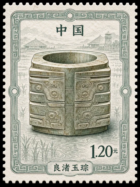 远古文明之光：良渚玉琮纪念邮票设计
