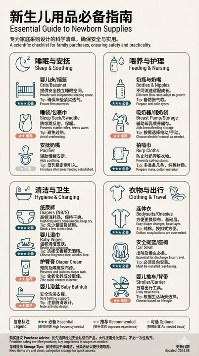 极简瑞风婴儿清单海报