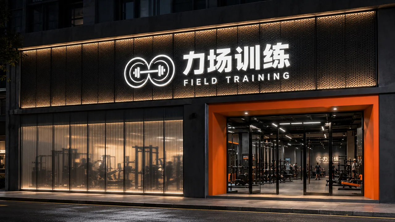 工业风城市健身房力场训练门头设计