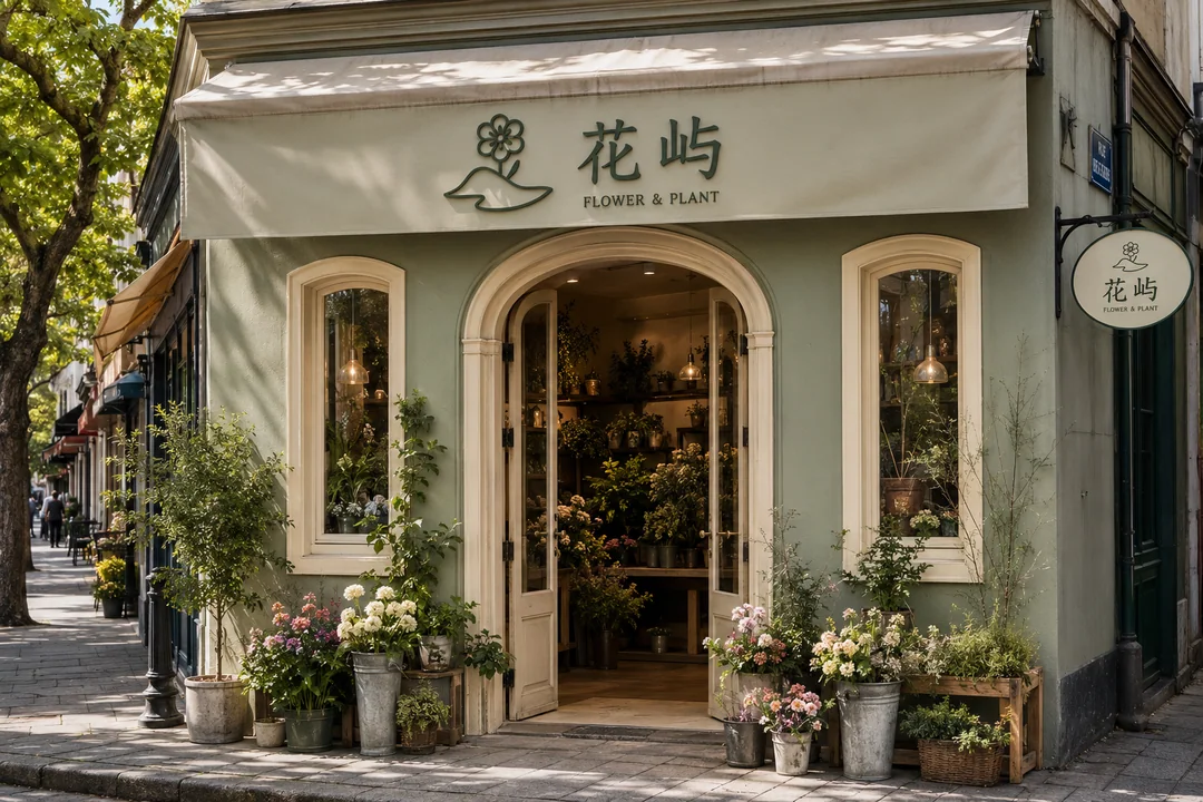 浪漫轻法式花屿鲜花店治愈系街角设计