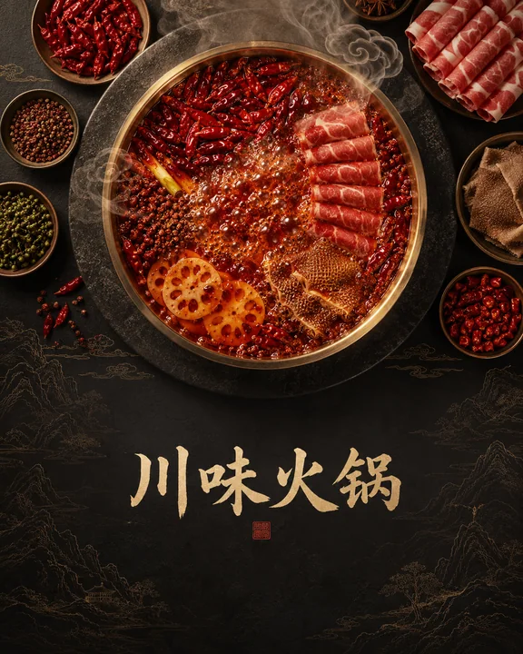 东方美学川味火锅极简商业海报