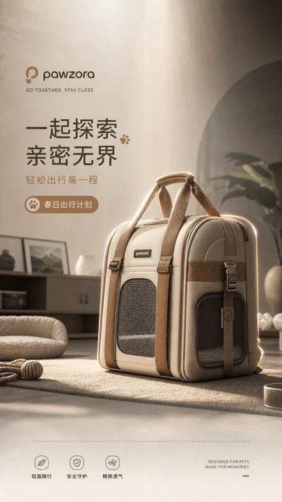 极简理性风格宠物出行包品牌开屏海报