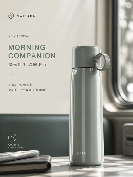 晨间通勤质感保温杯品牌视觉大片