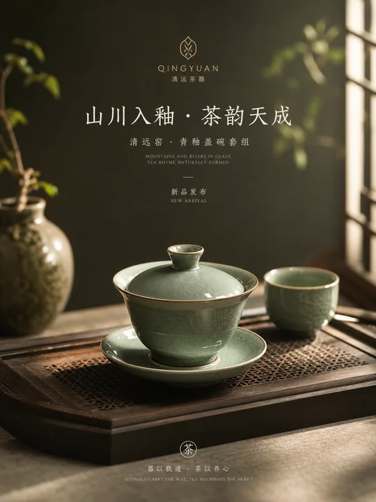 东方现代盖碗新品发布品牌主视觉海报