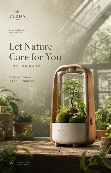 晨雾花房中的自然疗愈:极简绿植品牌视觉