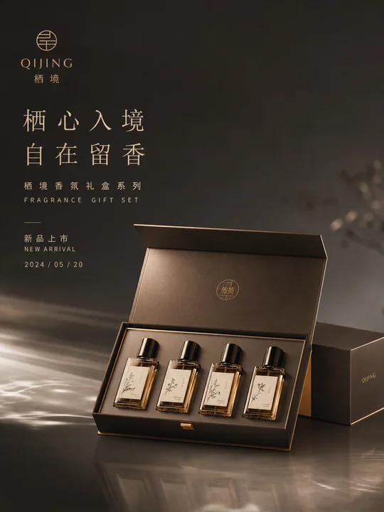 东方克制美学:琥珀金香氛礼盒品牌主视觉