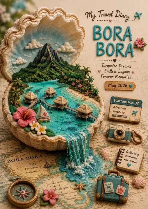 唯美旅行目的地3D黏土微缩景观