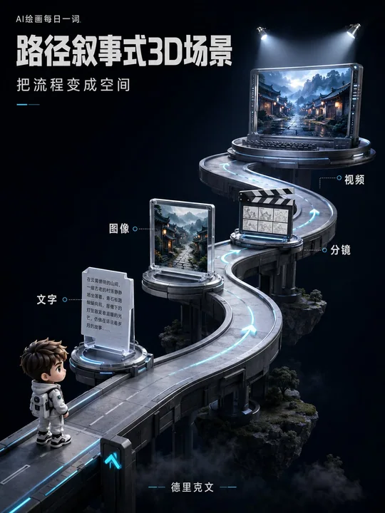科技感3D路径叙事视觉海报