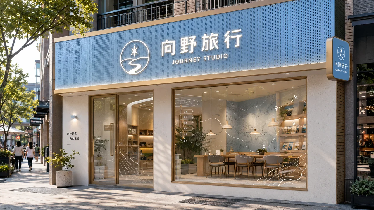 向野旅行定制门店现代探索风格门头