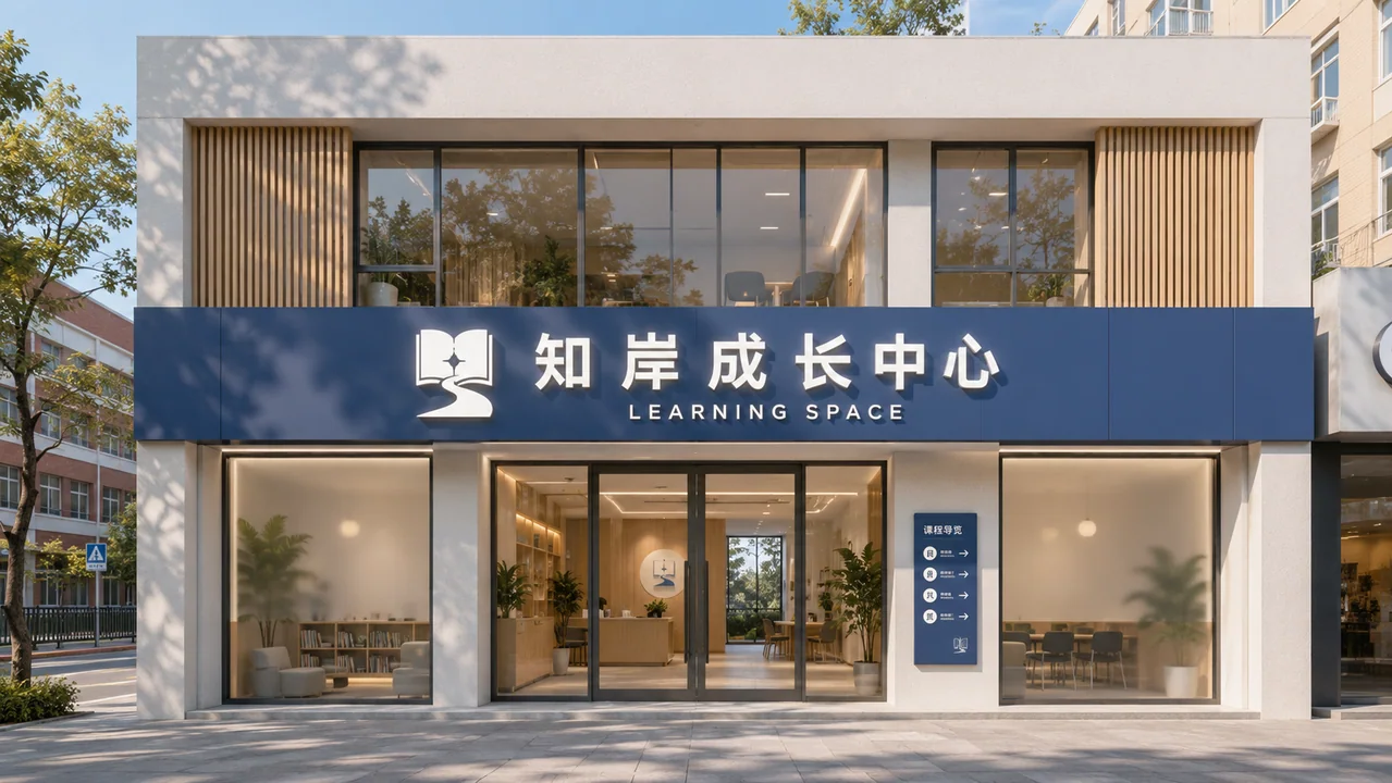 知岸成长中心现代极简青少年教育空间门头设计