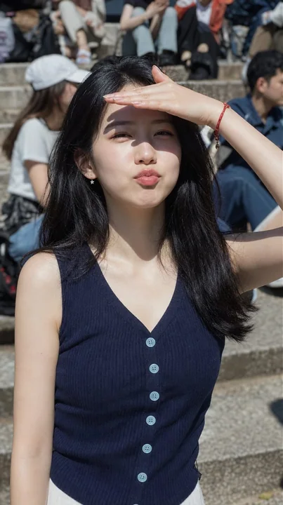 户外日光街拍东亚女性
