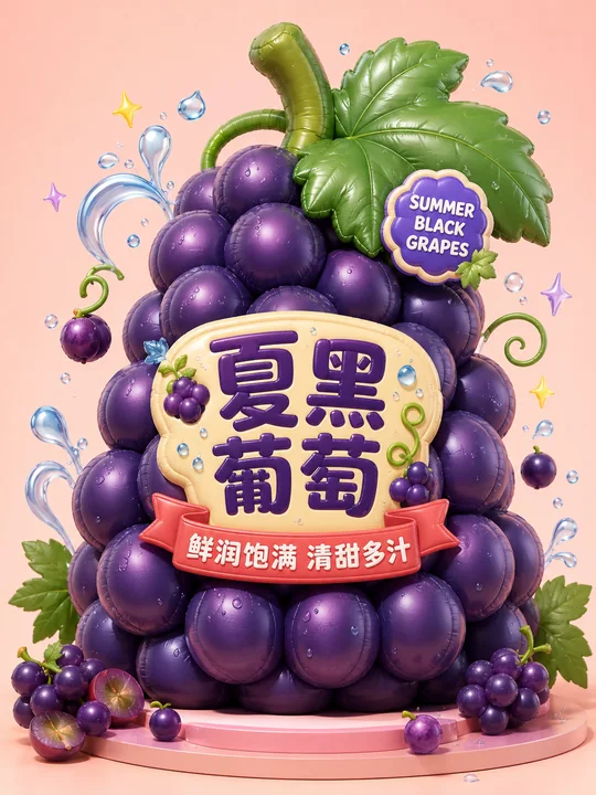 Q版夏黑葡萄充气美陈模型设计图