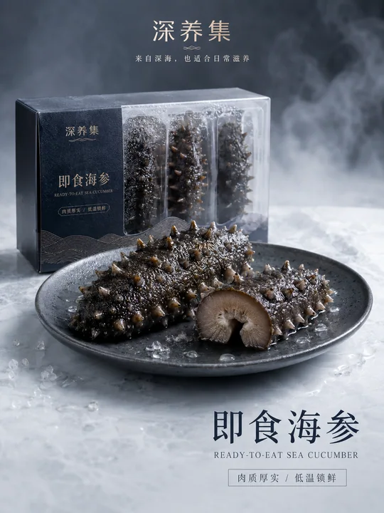深海滋养高端即食海参商业摄影海报