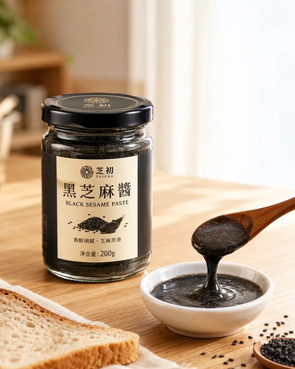 晨光暖木黑芝麻酱电商摄影