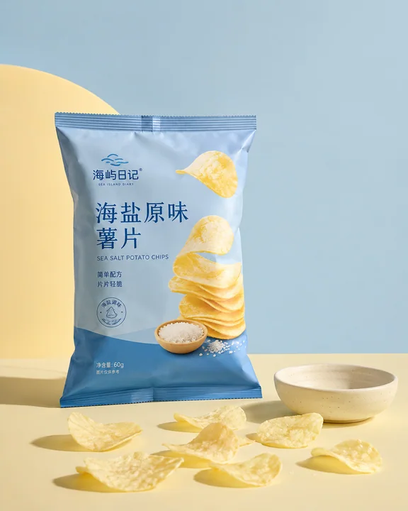 清新海盐原味薯片电商产品摄影