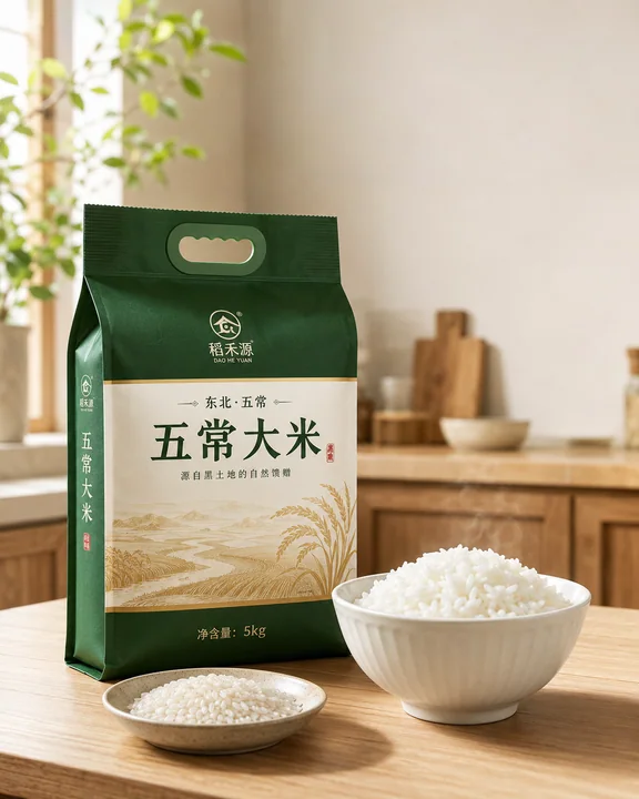 五常大米高端电商摄影与中式厨房烟火气