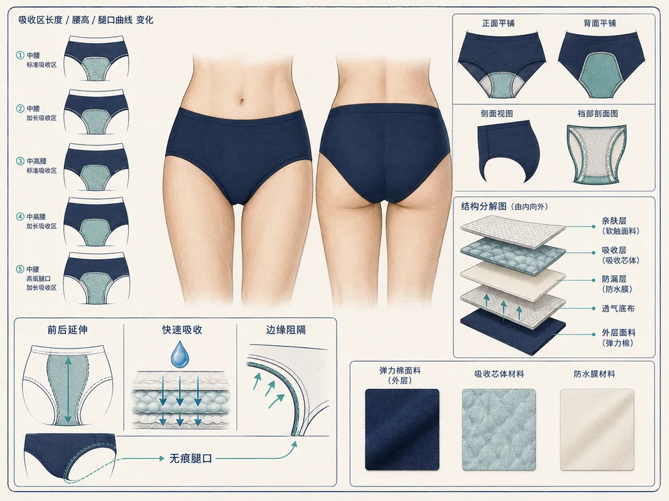经期防漏内裤专业结构设计手稿