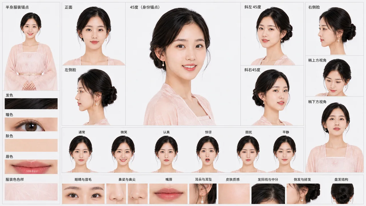 汉服少女脸部建模级全方位身份解析参考图