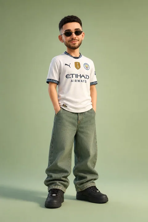 曼城球衣3D皮克斯风格卡通角色
