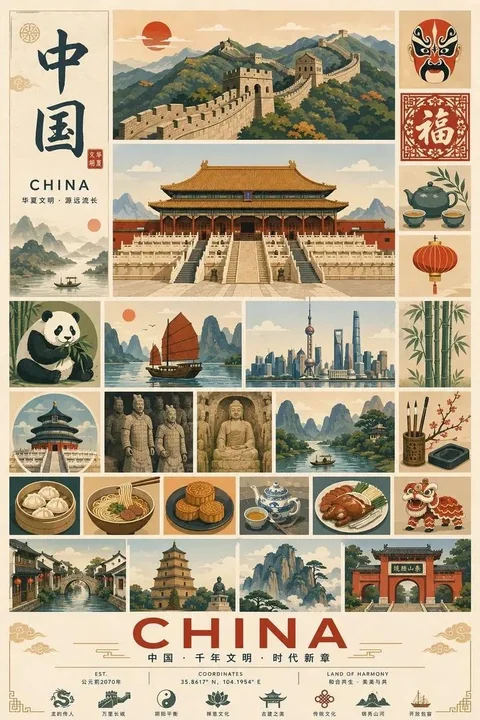 复古模块化旅游海报信息图设计