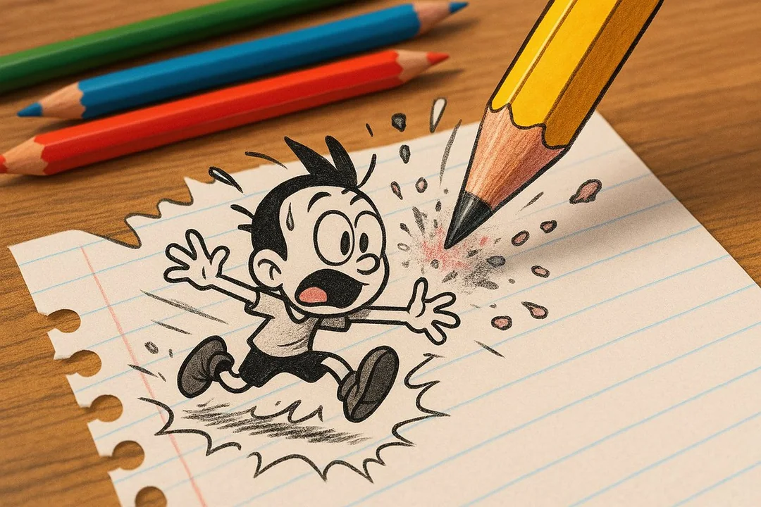 Petit personnage de dessin animé sur le papier