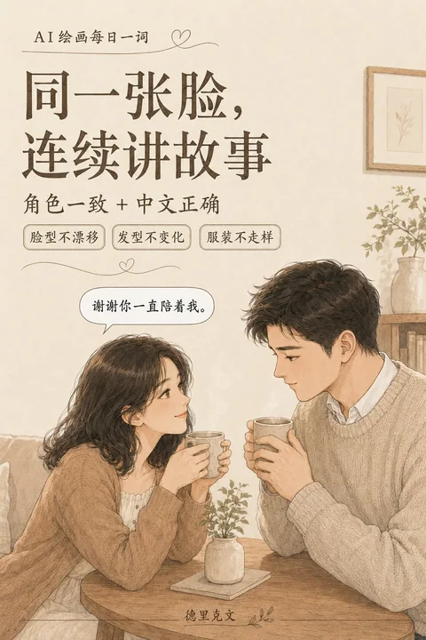 日式温情治愈四格漫画手绘风格