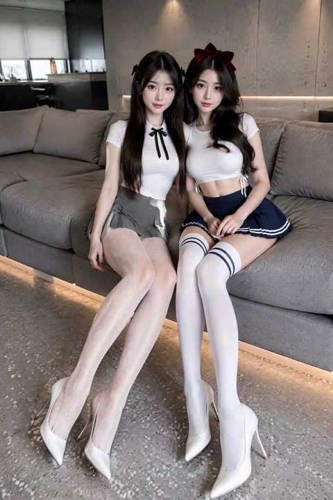 现代极简室内双人女性时尚摄影
