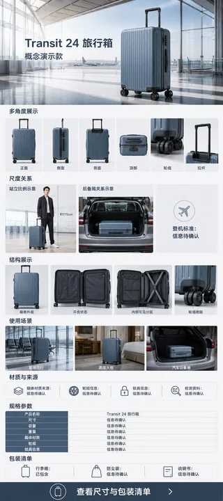 商务旅行箱高端电商详情页长图设计