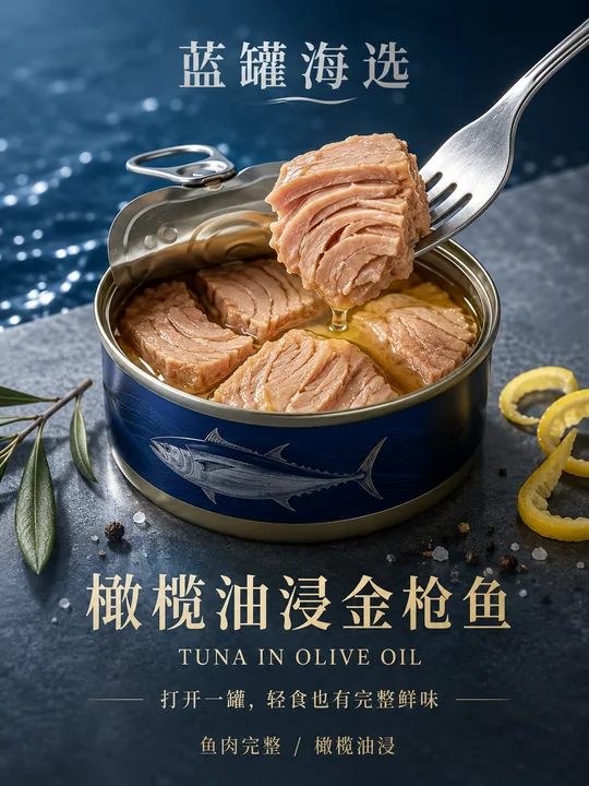 高级橄榄油金枪鱼商业海报设计