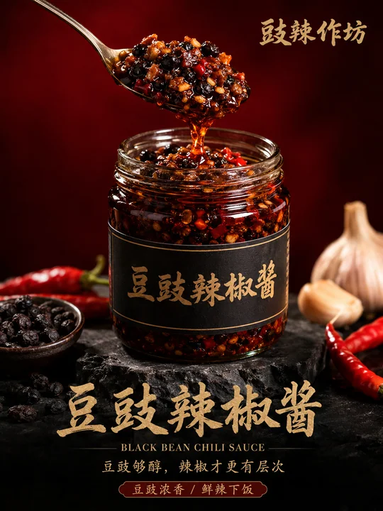 极致诱惑:豉辣作坊豆豉辣椒酱商业海报