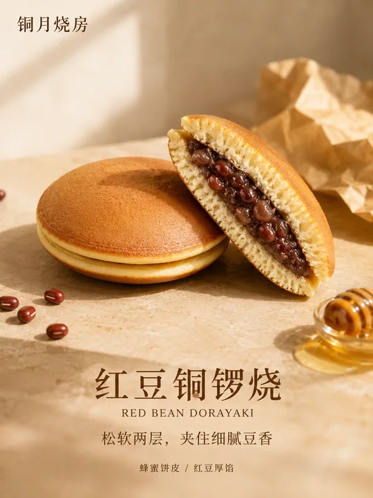 晨光下的红豆铜锣烧精品商业海报