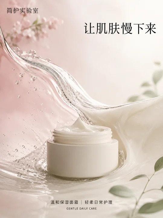 1. 极简护肤美学面霜商业海报