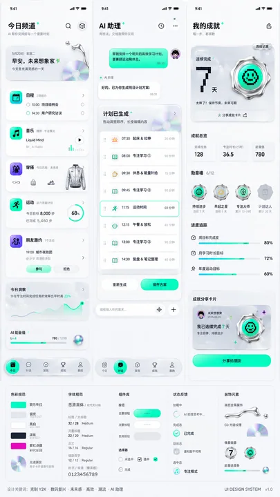 克制Y2K风格AI生活助手APP高保真界面设计