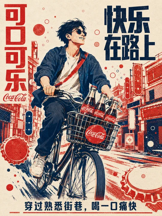 可口可乐复古丝网印刷现代创意海报