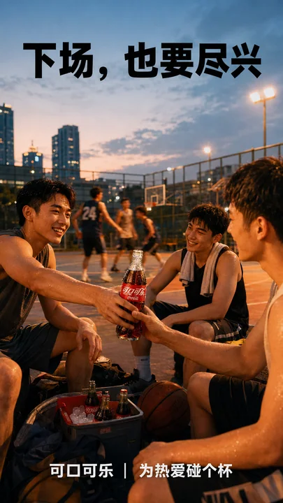 夏日球场余晖下的可口可乐时刻