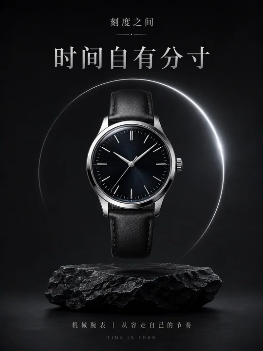 极简奢华机械腕表商业海报时间自有分寸