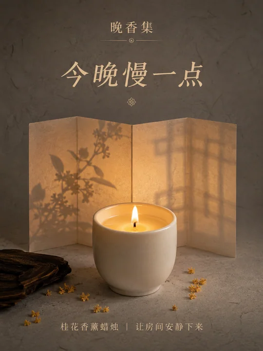 晚香集桂花香薰新中式商业海报