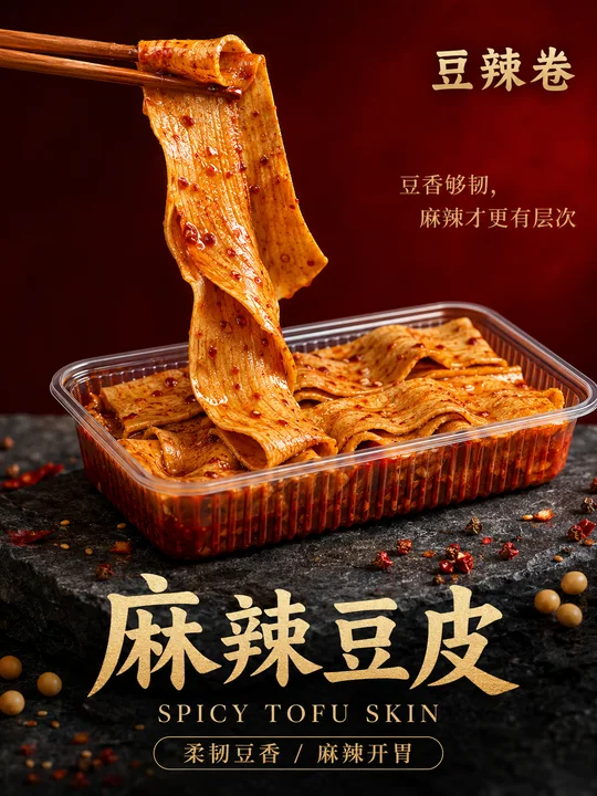 极简美学麻辣豆皮高端商业摄影大片
