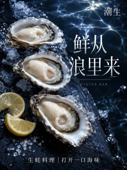 潮生生蚝海报：鲜从浪里来的深海韵味
