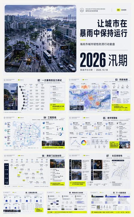 国际主义纪实风格城市韧性防涝报告设计