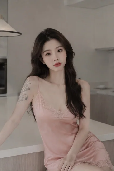 极简厨房东亚女性人像摄影