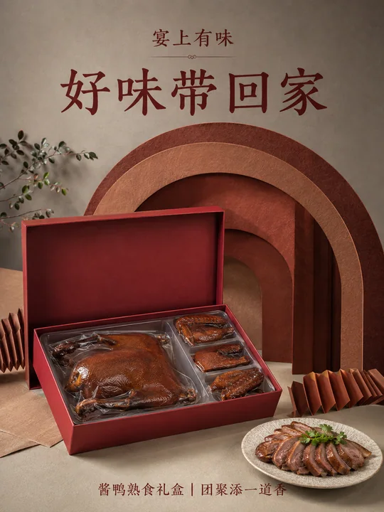宴上有味酱鸭礼盒手工纸艺海报
