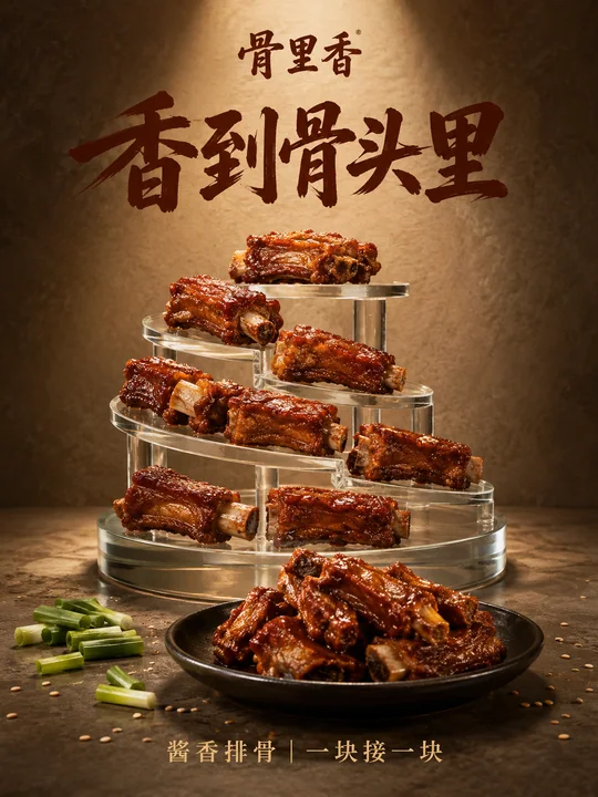 匠心酱香排骨艺术雕塑商业海报